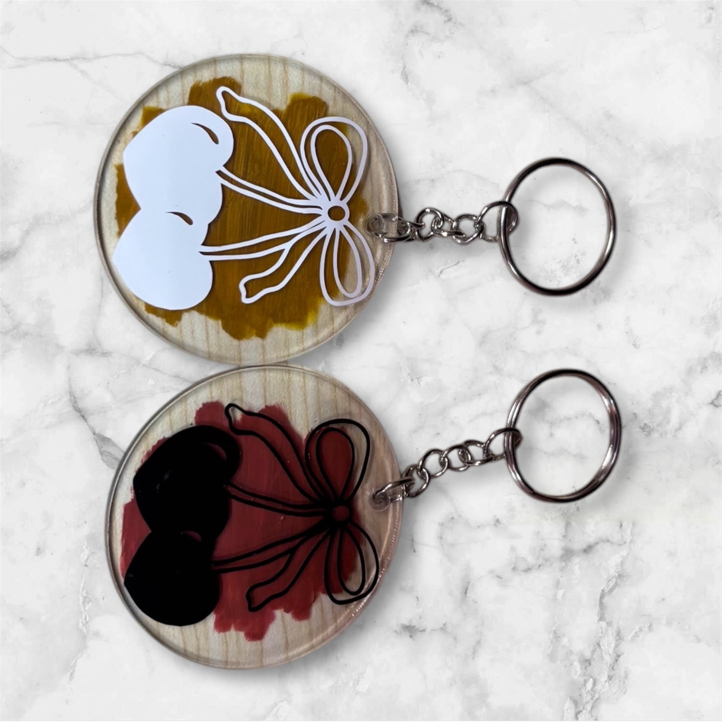 Cherry Bow Acrylic Keychain