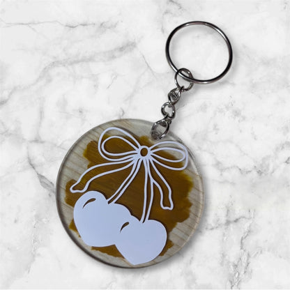 Cherry Bow Acrylic Keychain