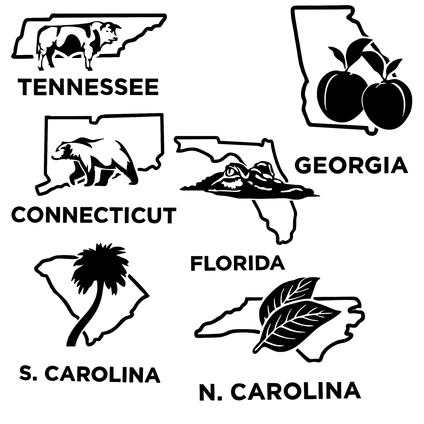 Large State car decal (12in X 12in)