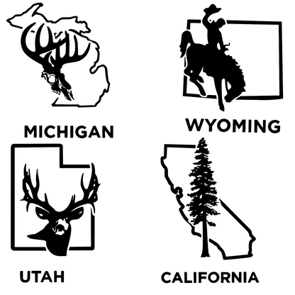 Large State car decal (12in X 12in)