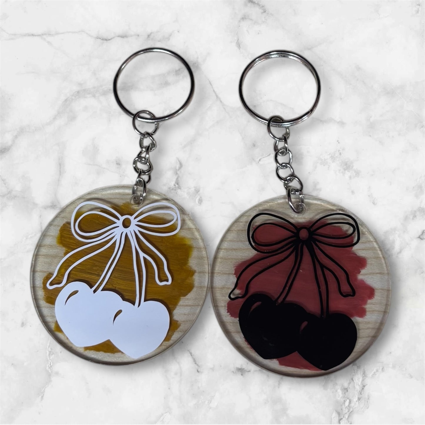 Cherry Bow Acrylic Keychain