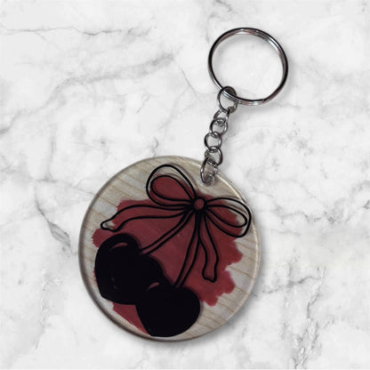 Cherry Bow Acrylic Keychain