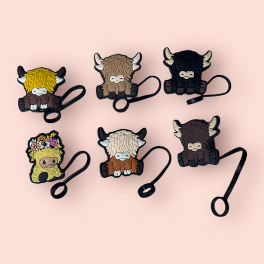 Highland Cow Straw Toppers