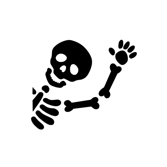 Waving skeleton car decal