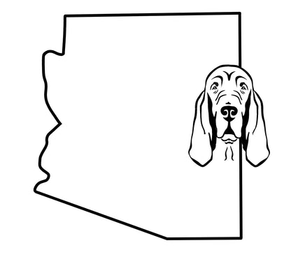 Bloodhound state car decal- leave your state in the note section