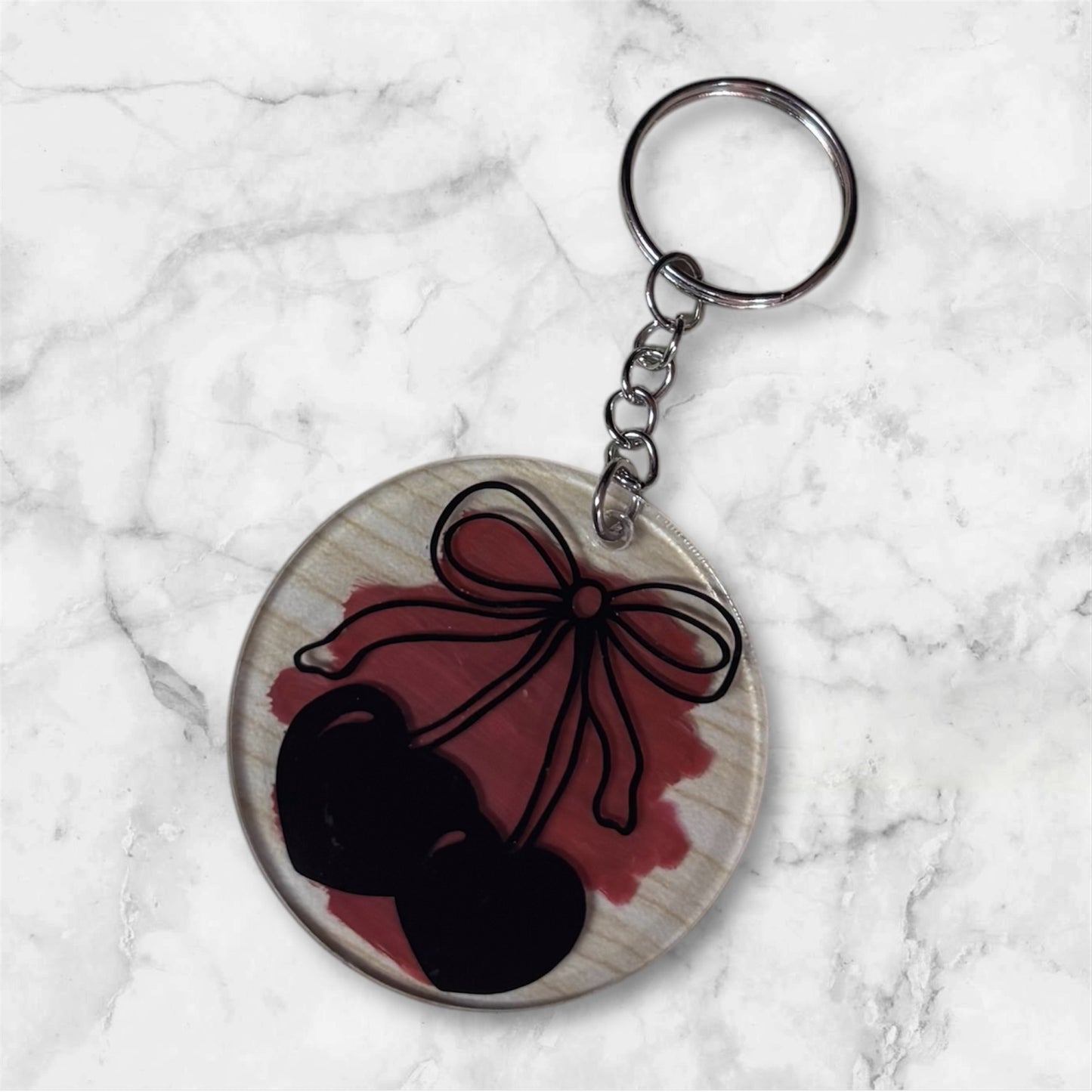Cherry Bow Acrylic Keychain