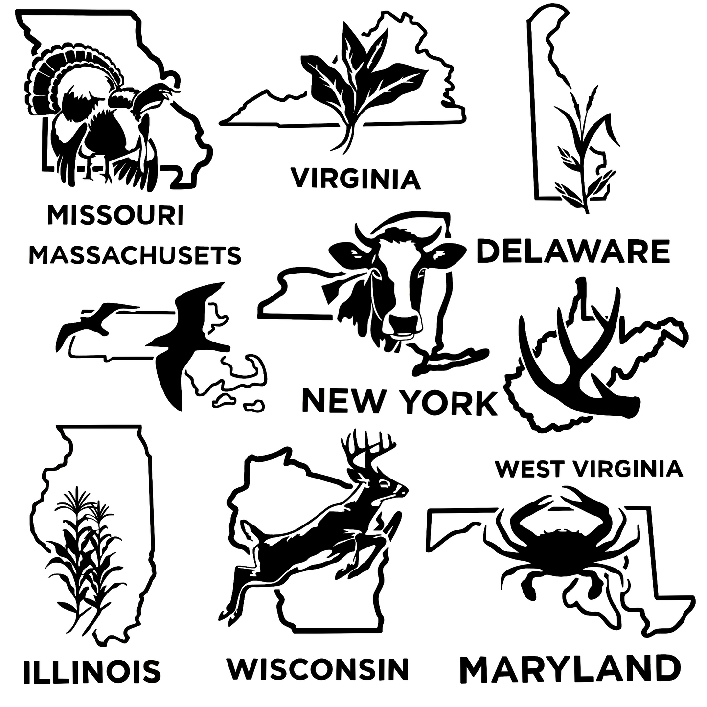 Large State car decal (12in X 12in)