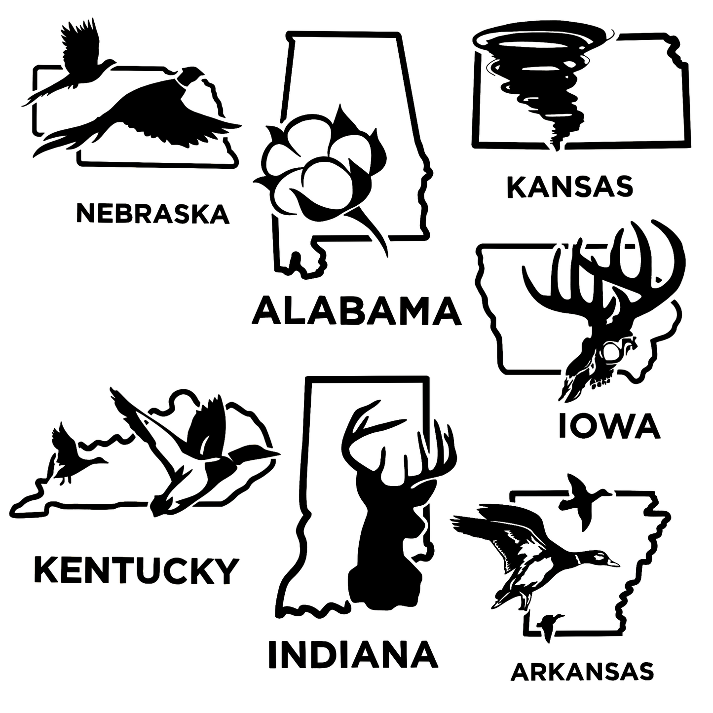Large State car decal (12in X 12in)