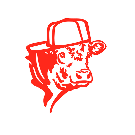 Backwards Hat Cow Car Decal